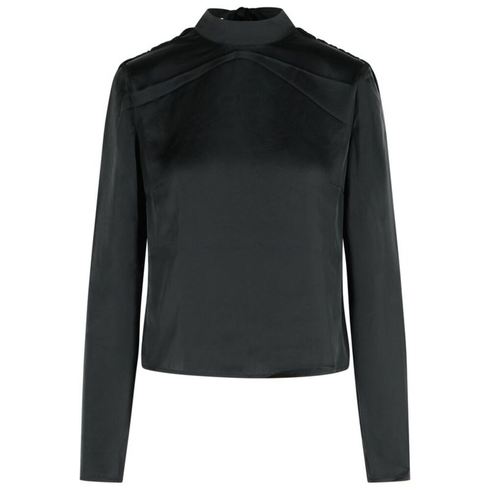 Rotate Draped Top In Black Polyester Women